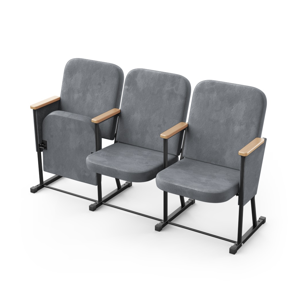 Крісло секційне ПРЕМ'ЄРА ТЕМПО з дерев'яним підлокітником та фальшпанелями, 3шт